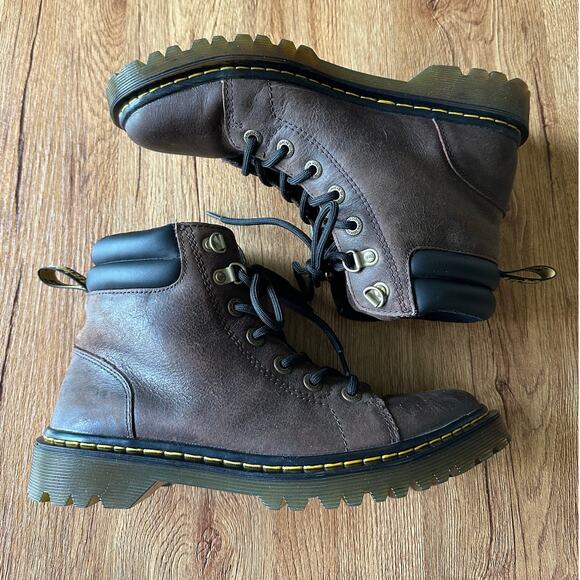 Dr. Martens Women's Faora Brown Leather Lace Up Boots Size 9 - Picture 1 of 8